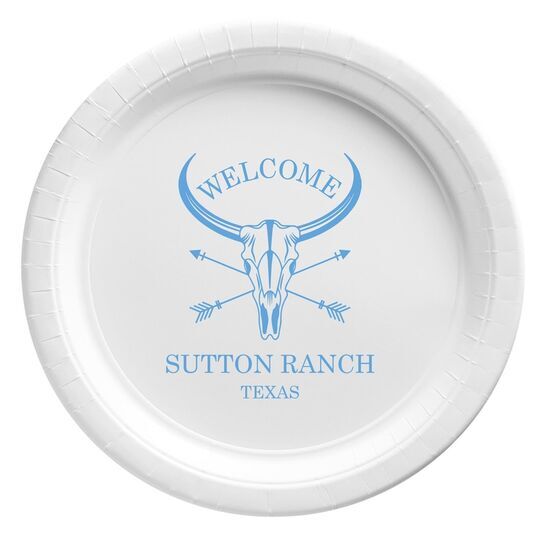 Longhorn Skull with Arrows Paper Plates